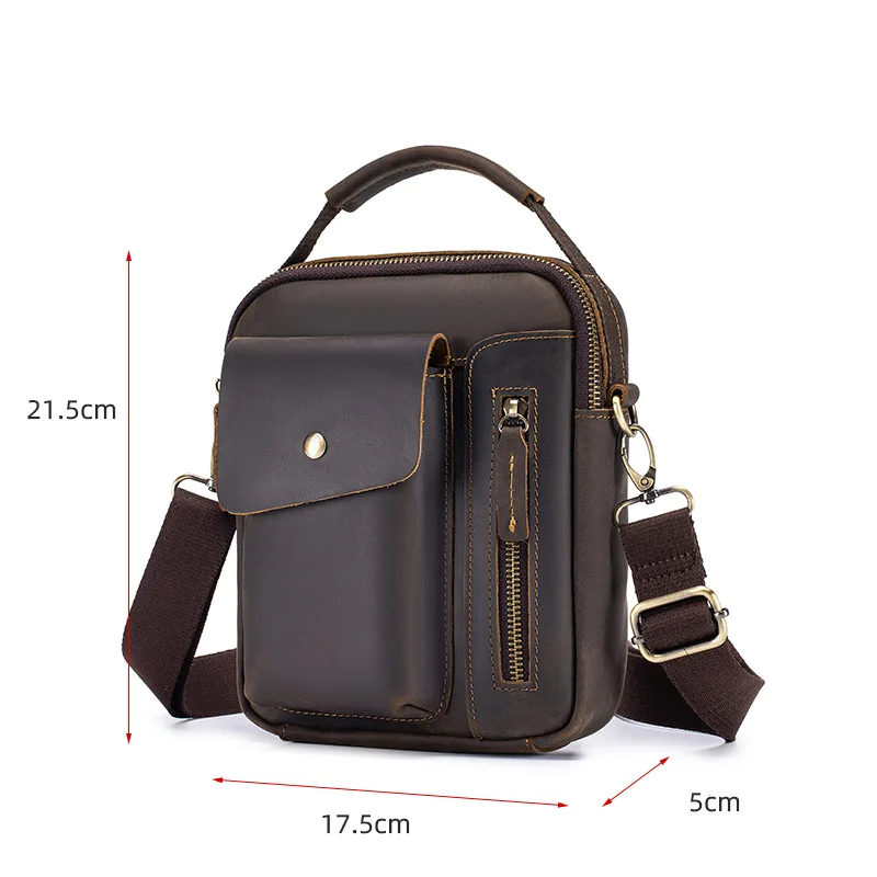 New business casual durable casual fashionable wild horse leather single shoulder bag for men, multi-functional crossbody bag