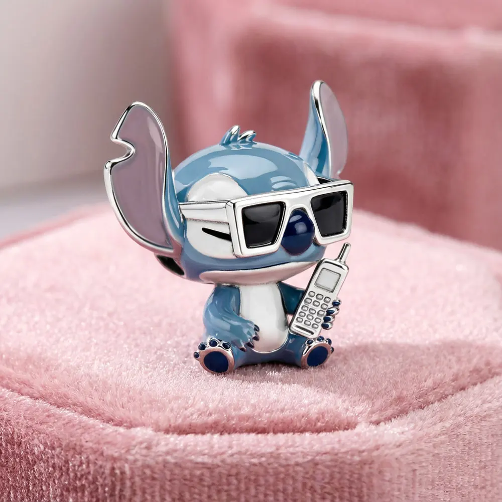 DSNステッチチャーム ディズニーステッチ エナメルビーズ 漫画風キュートチャーム スネークチェーンブレスレット用 POPスタイル ジュエリーアクセサリー