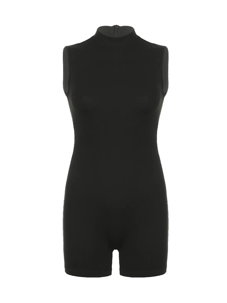 Women\'s Sports Jumpsuit Invisible Zipper Sleeveless High Street Rompers Basic All-match Female Summer Playsuit