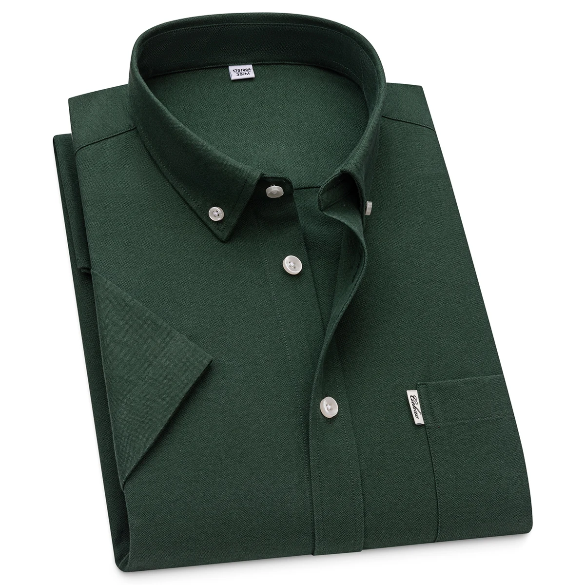 Nowa letnia koszula z krótkim rękawem męska jednolity kolor Oxford Spinning w stylu Casual, z haftami moda obcisła koszulka krótki mężczyźni Drop Shipping — zdjęcie 5