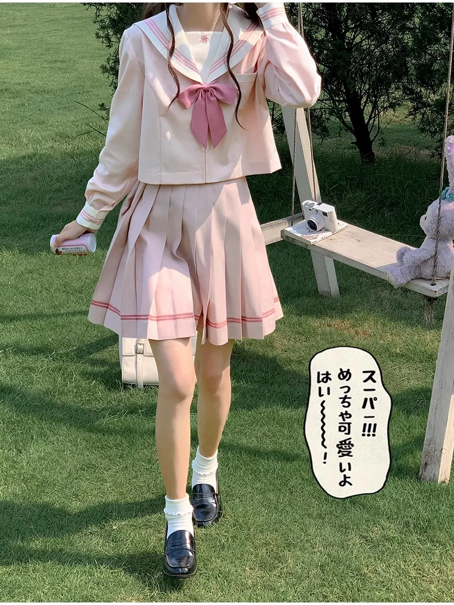 

Оригинальный Ele Walnut JK orm Sailor Suit Pink Sweet School orm Line Весна Осень TR Ткань Студенческий Косплей Костюм