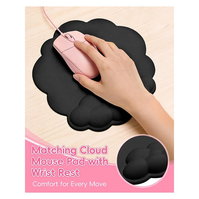 DT21 Wrist Rest Set-Cloud Design Ergonomic 3-Piece for Keyboard and Mouse Comfort Support