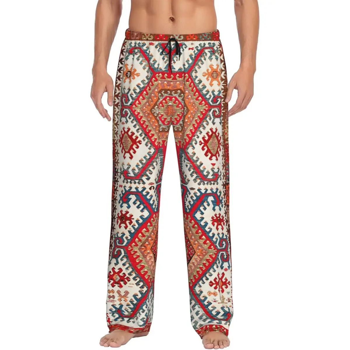 Custom Hotamis Antique Turkish Konya Kilim Print Pajama Pants Men Sleepwear Sleep Lounge Bottoms with Pockets