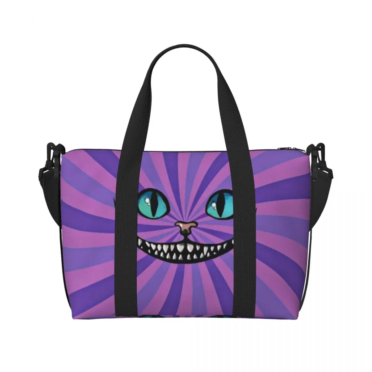 

Custom C-Cheshire Cat Groceries Shopping Tote Bags Women Large Capacity Beach Gym Travel Bags