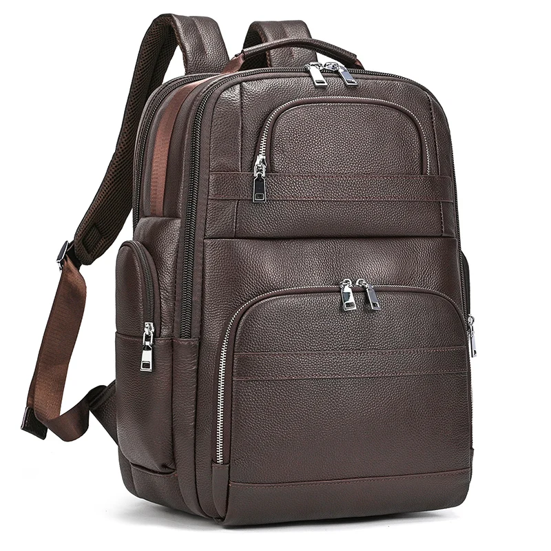 High Capacity Laptop Backpack Genuine Leather Travel Bag For Men Male Crazy Horse Leather Backpacks Dropshipping School Bag Big image 3