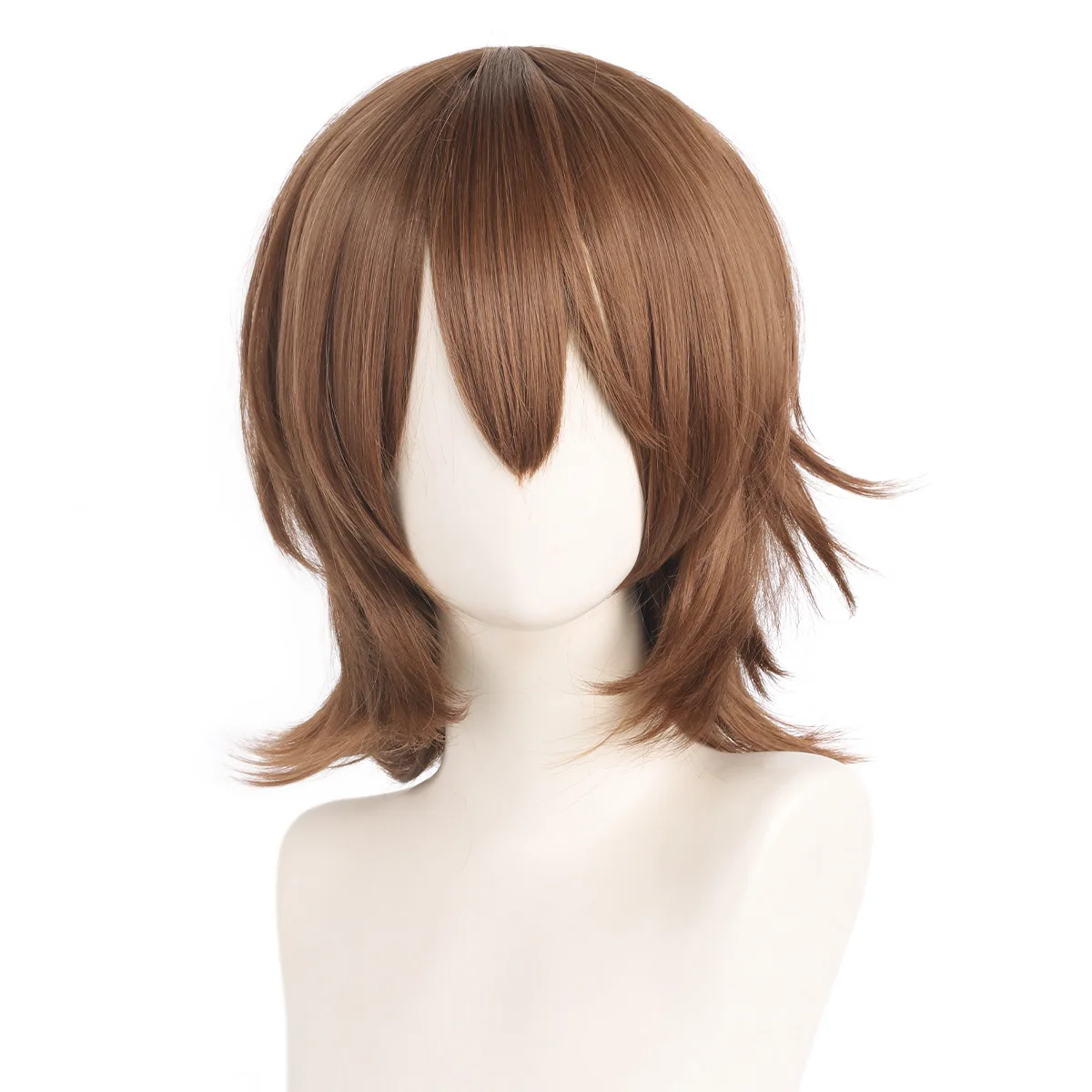 باروكة صناعية بنية قصيرة للعب الأدوار الأنيمي التنكرية، شعر طبيعي مقاوم للحرارة للحفلات التنكرية