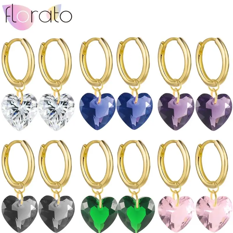 

Игла из стерлингового серебра 925 пробы, универсальный прозрачный красочный кулон с цирконом в форме сердца, женские свадебные серьги, ювелирные изделия, подарки