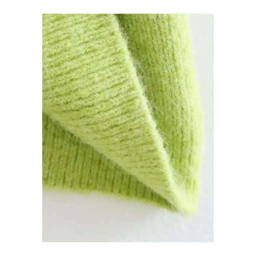 Green Sweater Women Pullover Fall Winter Women Warm Tops Jersey Long Sleeves Top Pulls Ribbed Sweaters Women's Jumpers