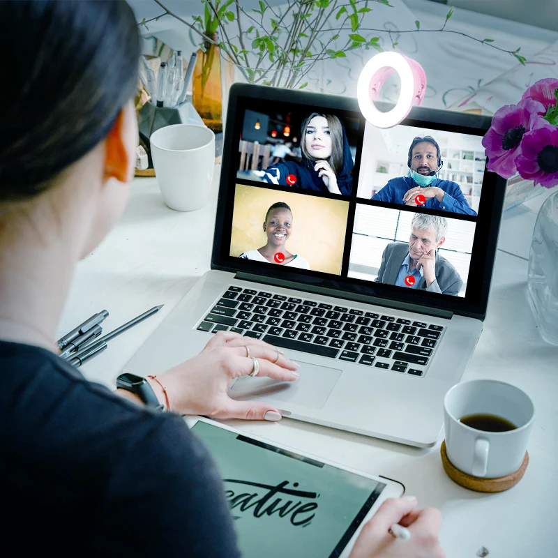LED Selfie Ring Fill Light Clip cellulare Selfie Lamp 3200-6500k LED Video Lights portatile per iPhone iPad PC Laptop