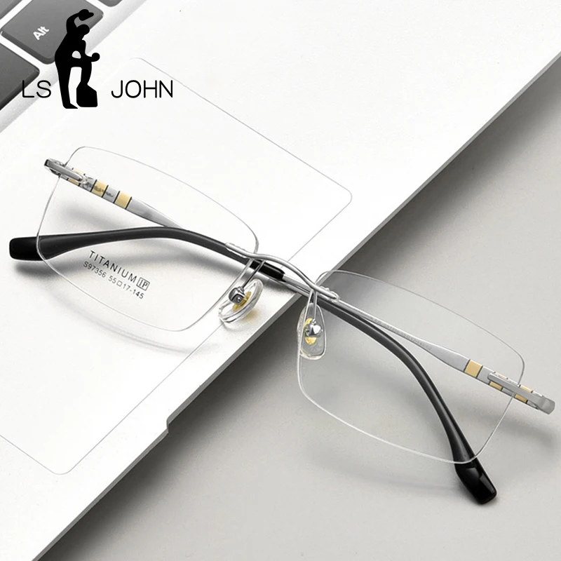 

Titanium Rimless Glasses Frame Men Ultralight Square European Design Optical Prescription Eyeglasses Frames Women Brand Eyewear