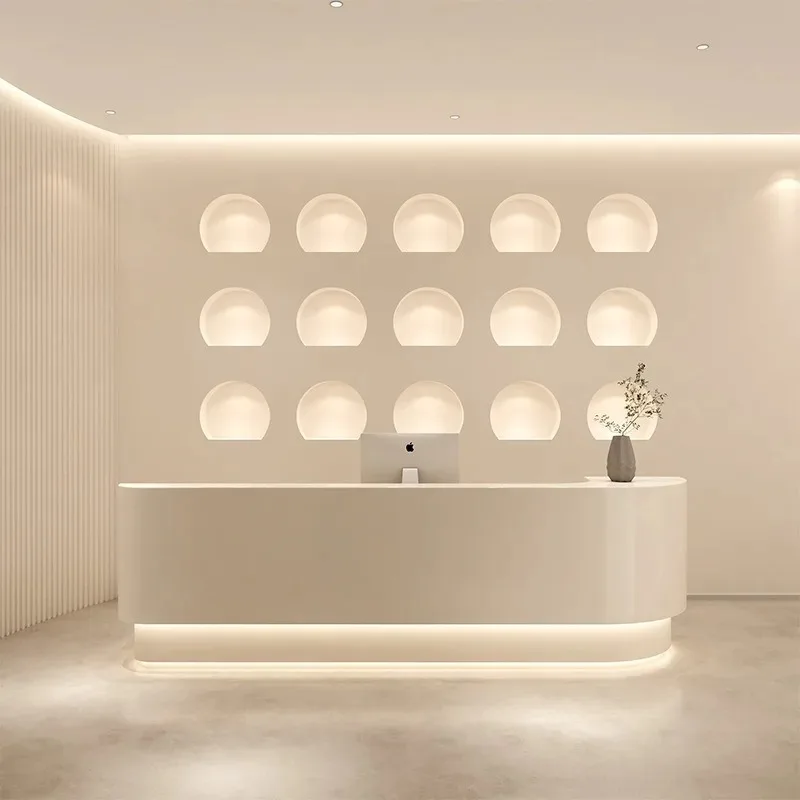Modern minimalist dental curved paint bar table company front desk
