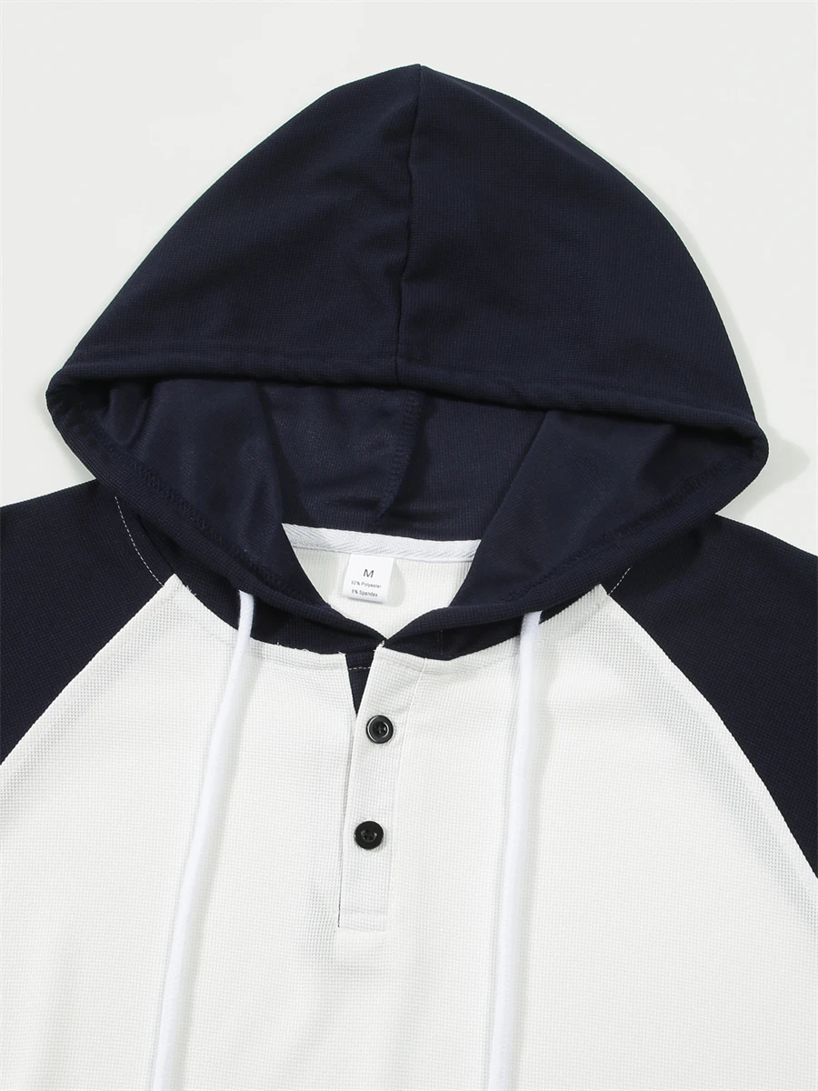 سترة بغطاء للرأس للرجال بجيب ملون وجيب رياضي وفي الهواء الطلق، ملابس كاجوال رائعة للربيع والخريف، ملابس بقلنسوة #4