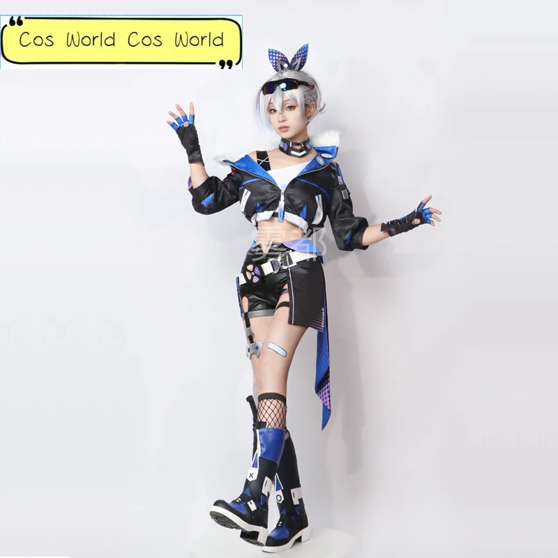 

Game Honkai Star Rail Silver Wolf Cosplay Costume Wig Uniform Glasses Earrings Stellaron Hunters Hacker Halloween Party Women