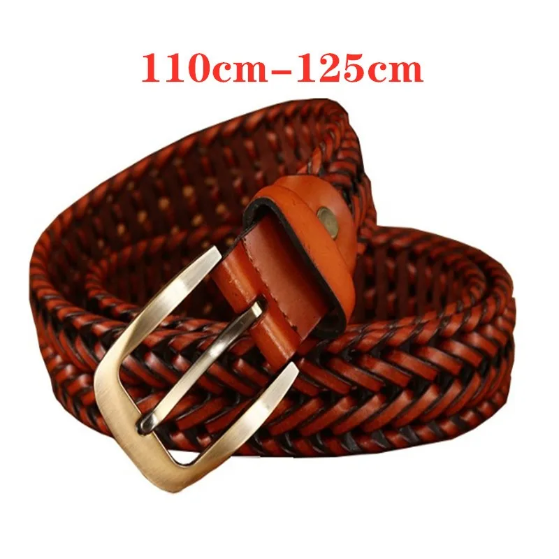 

2023 110--125cm Wholesale Price Men And Women Hand Woven Belt Casual Fashion Alloy Buckle Jeans Elements Golden Yellow Button