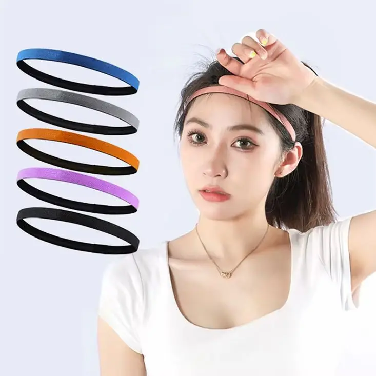 Sport Headband Anti-slip Cycling Hairband Elastic Silicone Headband for Fitness Gym Outdoor Women Men Lightweight Sweatband