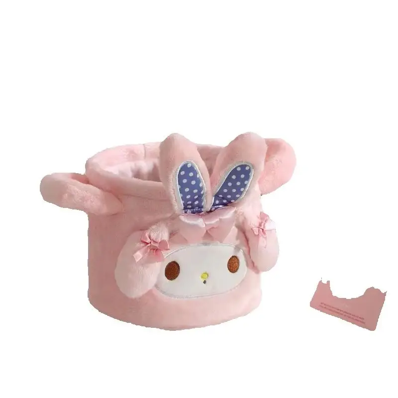 

Kawaii Melody Sheep Hellokitty Cartoon Round Desktop Storage Bucket Mini Cute Girls Sundry Organizer Home Bedroom Storage Box
