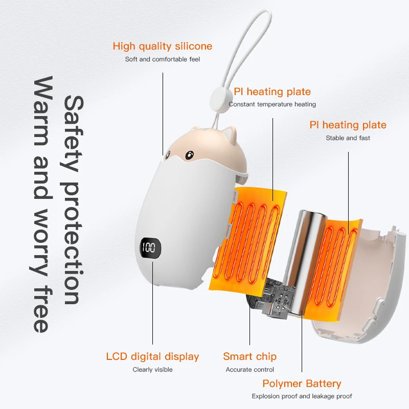 Xiaomi على الوجهين التدفئة جهاز تدفئة محمول الكرتون القط جهاز تدفئة محمول قوة البنك 4-سرعة التحكم في درجة الحرارة 2 في 1 سخان كهربائي #4