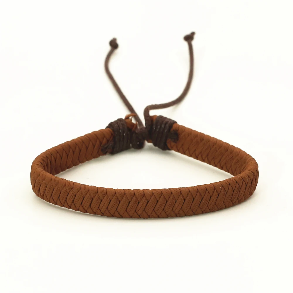 Westbull Wholesale Brown White Rope Woven Wrap Men Braided Bracelets Women Homme Jewelry