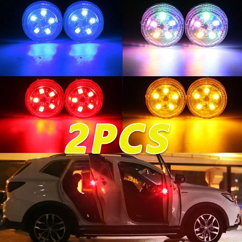 

2pcs Magnetic Wireless 5LEDs Car Door Opening Warning Lights Waterproof Strobe Flashing Anti Rear-end Collision Led Safety Lamps