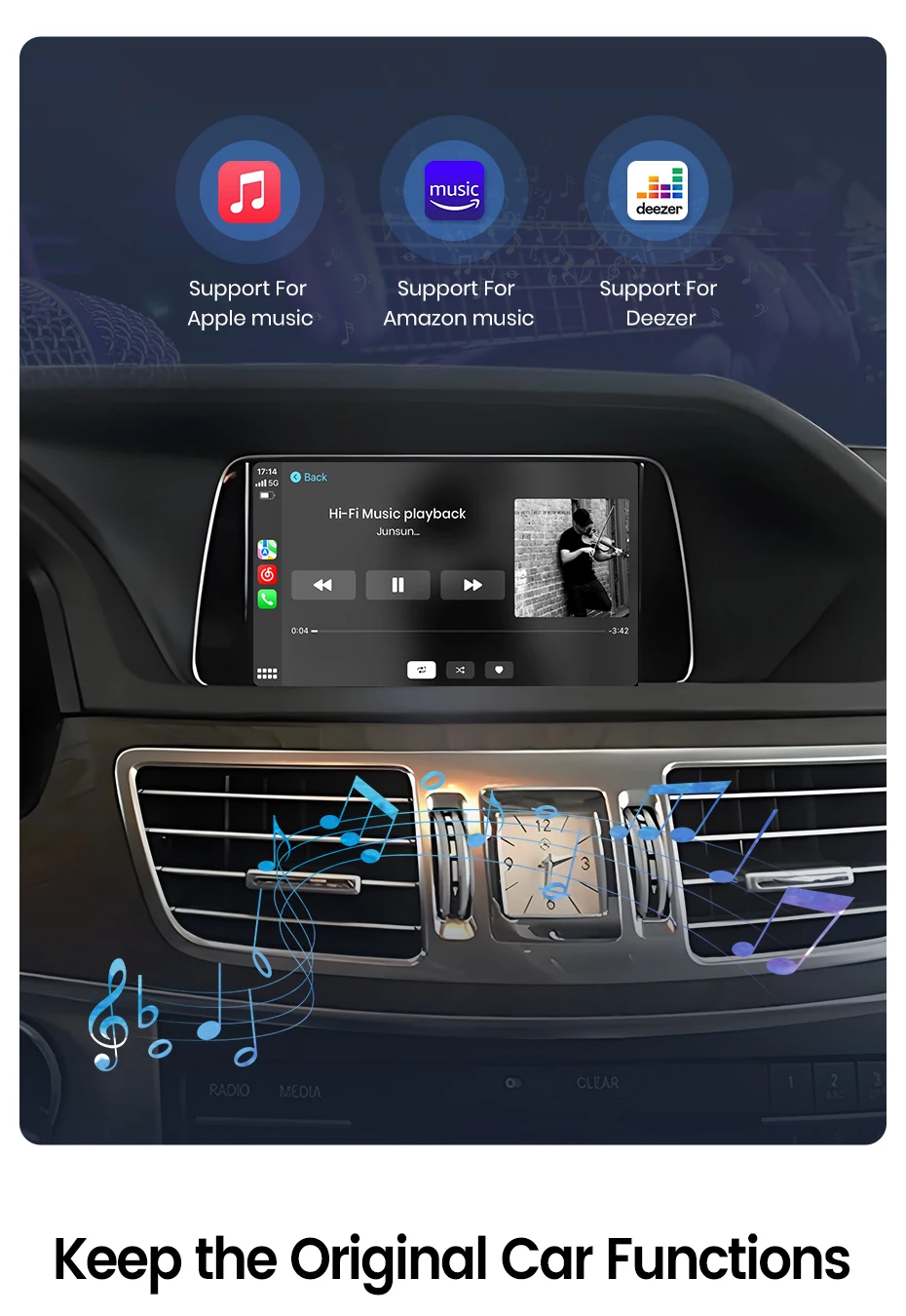 Junsun Wireless CarPlay Android Auto Decoder Für Mercedes Benz A GLC CLA GLA E GLE CLS Klasse W176 W205 NTG4.0/4.5/5.0 Mirrorlink – Detail 7