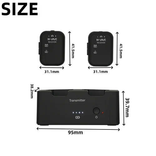 Imagen 2 del producto Sistema de monitor de auriculares inalámbricos M-VAVE WP-12 | Sistema 1T2R de 2,4 GHz con reproducción de ultraatencia 24 horas | Estuche de carga de 1800 mAh