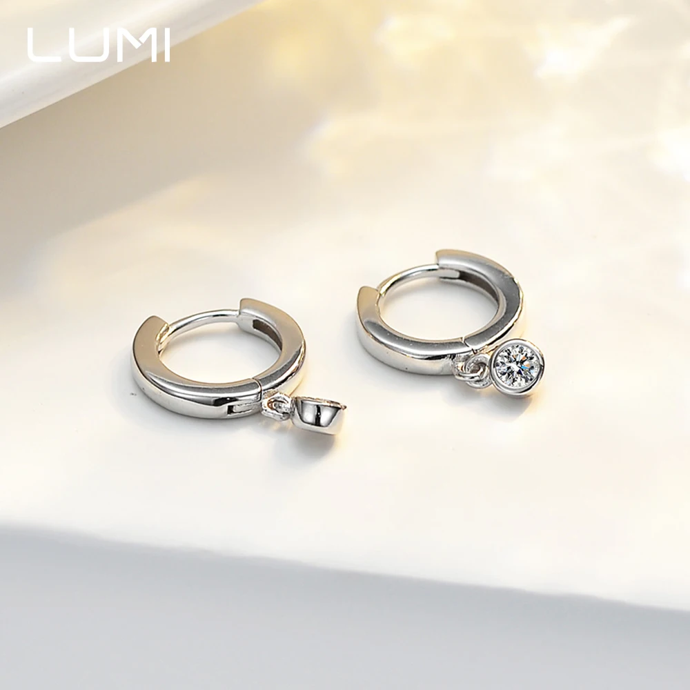 LUMI 0.1CT مويسانيتي 925 فضة الأذن أبازيم-سوبر رائعة الإناث EarringLuxury حفل زفاف الماس #6