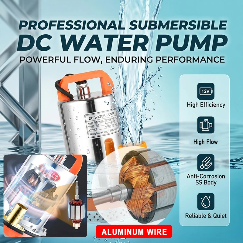 Solar Water Pump 2inch/1inch DC Submersible Pumps High Head High Flow Solar Water Pump Home Outdoor Gardening Pump 12V 24V 48V