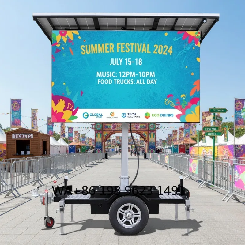 Mobile Folding LED Billboard P4 P5 P6 Trailer Mounted Digital Sign Board Large Outdoor Screen for Commercial Advertising