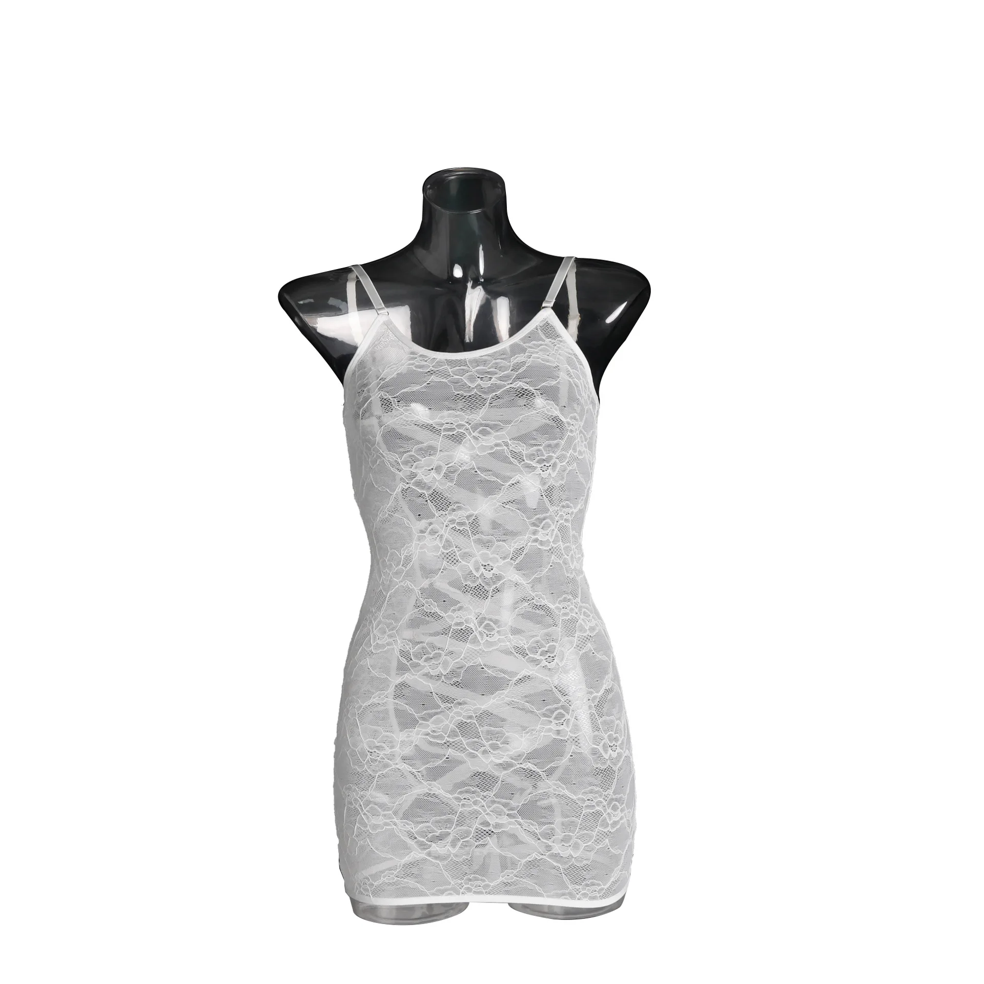 Sexy Lace Bodycon Lingerie Set Sheer Mesh Backless Dress Spaghetti Strap Nightwear Women Sleepwear Intimates Babydoll Night Gown