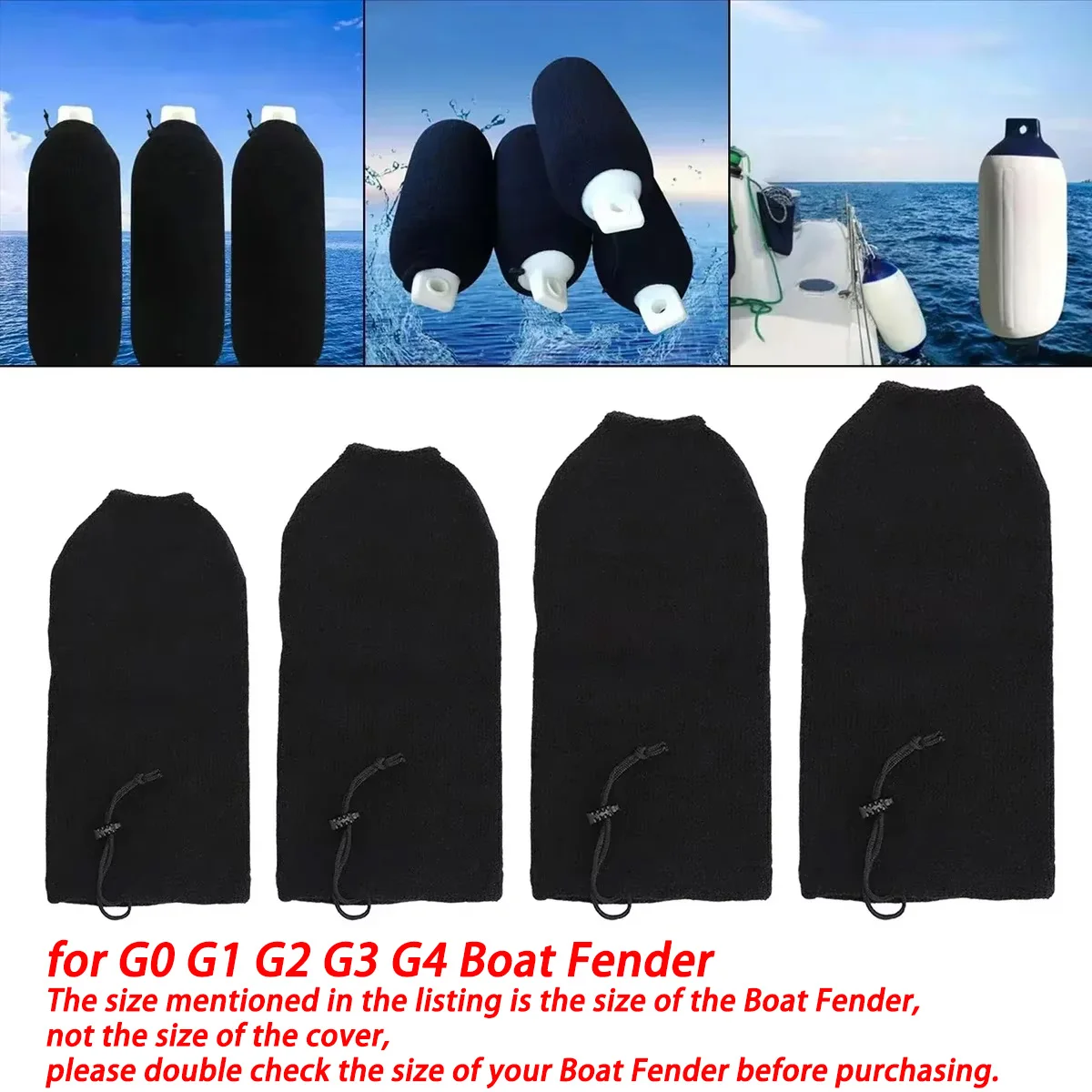 Boat Fender Cover Protector Anti-Collision Ball Sleeve Protection Marine Yacht Bumper Fender Cover 11x40cm/14x50cm/16x58cm