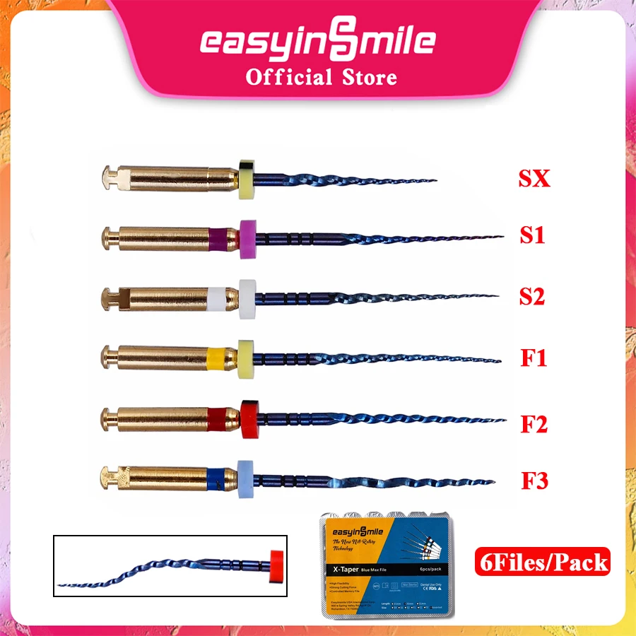 

6Pcs / Pack Dental endo X3 pro Синий конический напильник вращающийся двигатель NITI напильник