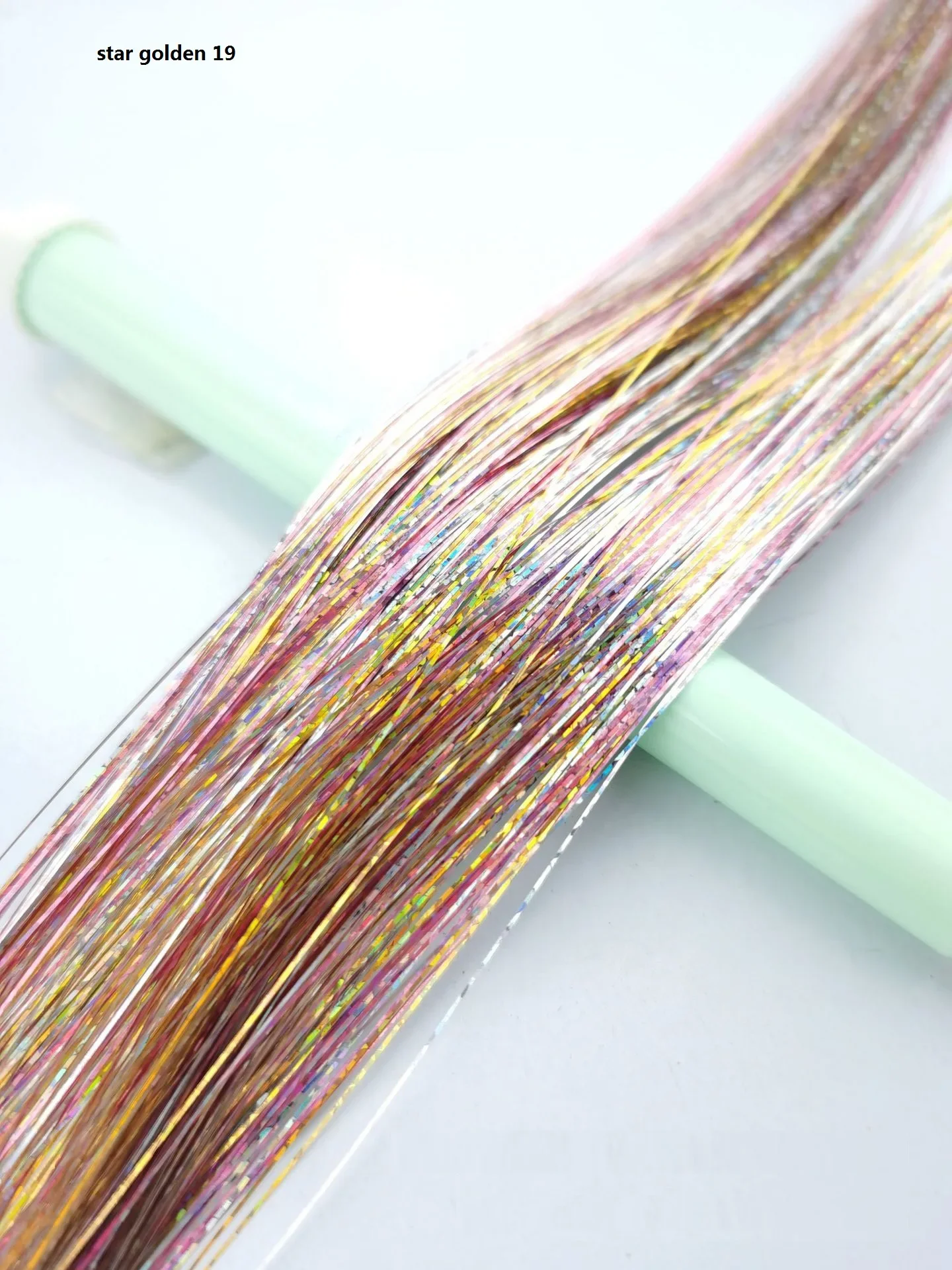 150 Stränge Bunter Glitzer-Haarverlängerungen, 100 cm Lang, Holografische Haaraccessoires für Partys und Veranstaltungen – Detail 21