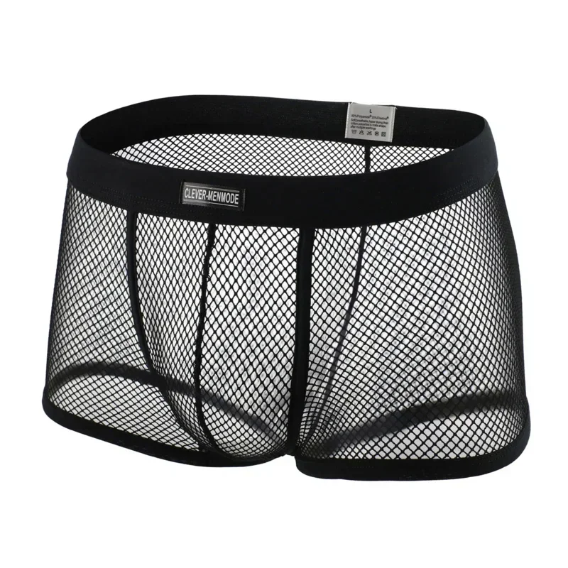 Sexy Mesh Boxer Men Underwear See Through Transparent Low Waist Nightwear Boxer Shorts Boxershorts Men Sexy Underwear Sissy