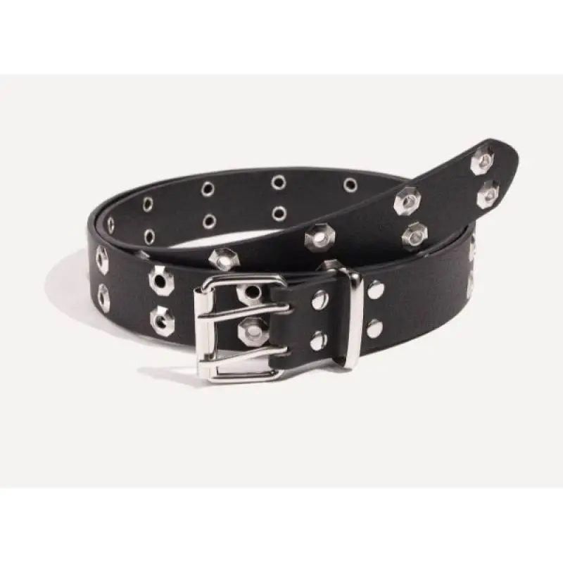 حزام كاجوال مجوف أوروبي وأمريكي للفتيات، حزام متعدد الاستخدامات مزين بفتحة زهور على شكل صف مزدوج للأزياء النسائية