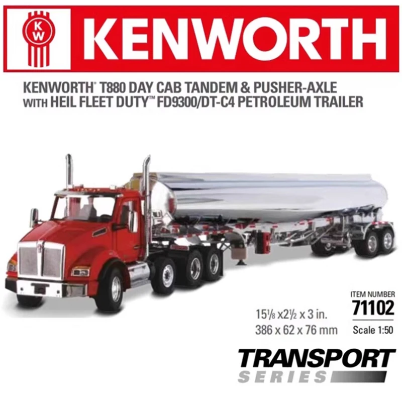 DM 1:50 Kenworth T880S SBFA With Petroleum Tanker Trailer Model DM71102 Alloy Container Head Model Collection Gift Display