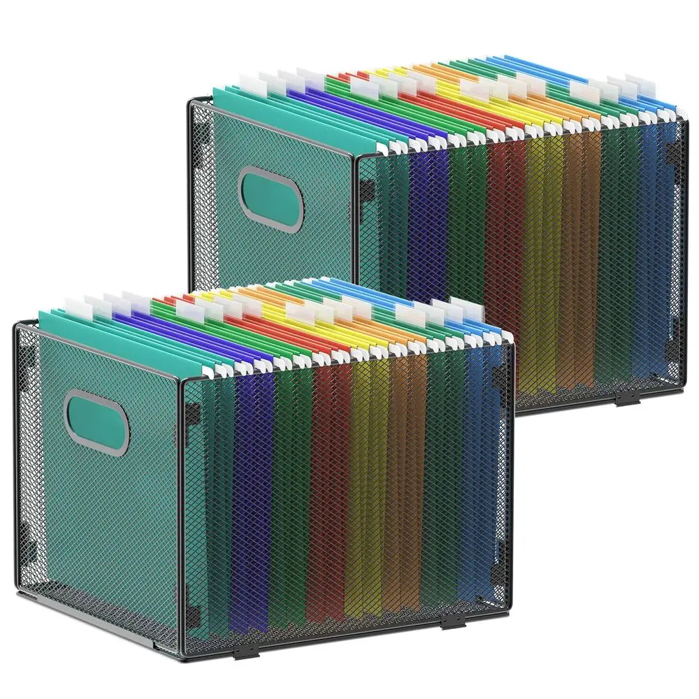 

Набор из 2 подвесных органайзеров для файлов, сетчатые коробки для хранения документов, органайзеры для картотеки, коробки для хранения, формат Letter