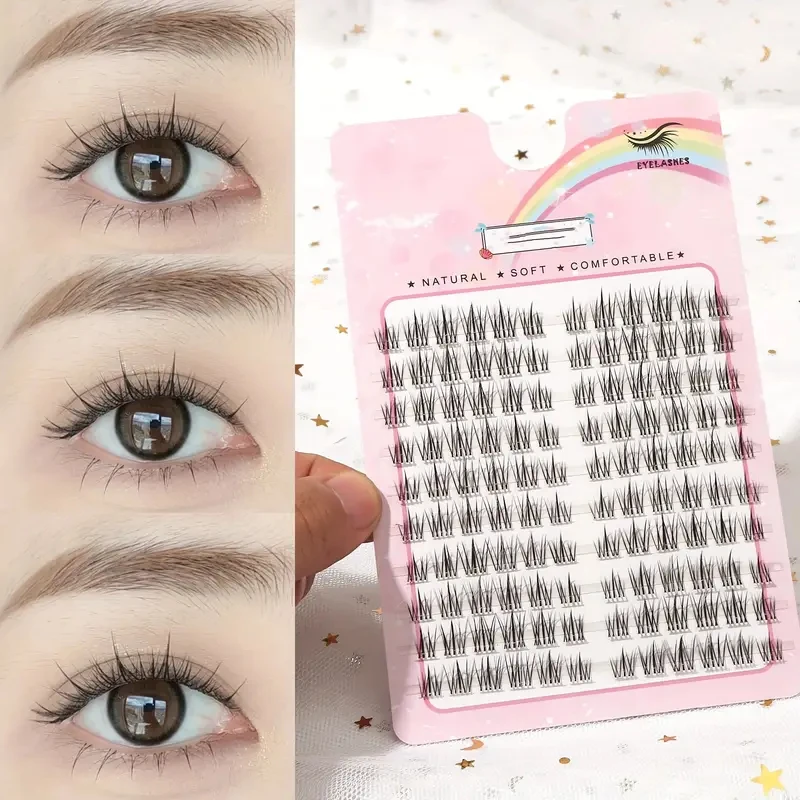 120 Pcs Sectioned Natural Curling False Eyelashes, 10 Rows Large Capacity Transparent Lashes, Soft Fairy Style for Enhanced Look
