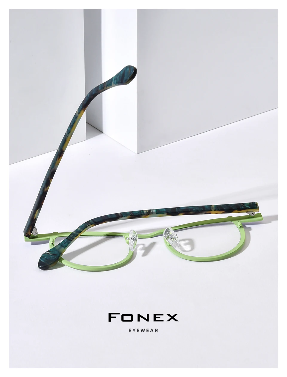 FONEX Acetat Titan Brille Rahmen Männer Neue Marke Design Quadratische Brillen Frauen Brille Hohe Qualität Japanische Brillen 85884 – Detail 2