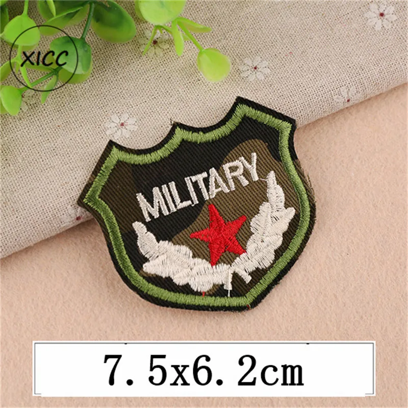 Ricamo tre poli cappello militare patch capitolo distintivo verde vestiti adesivi decorazione fai da te Patchwork zaino Applique