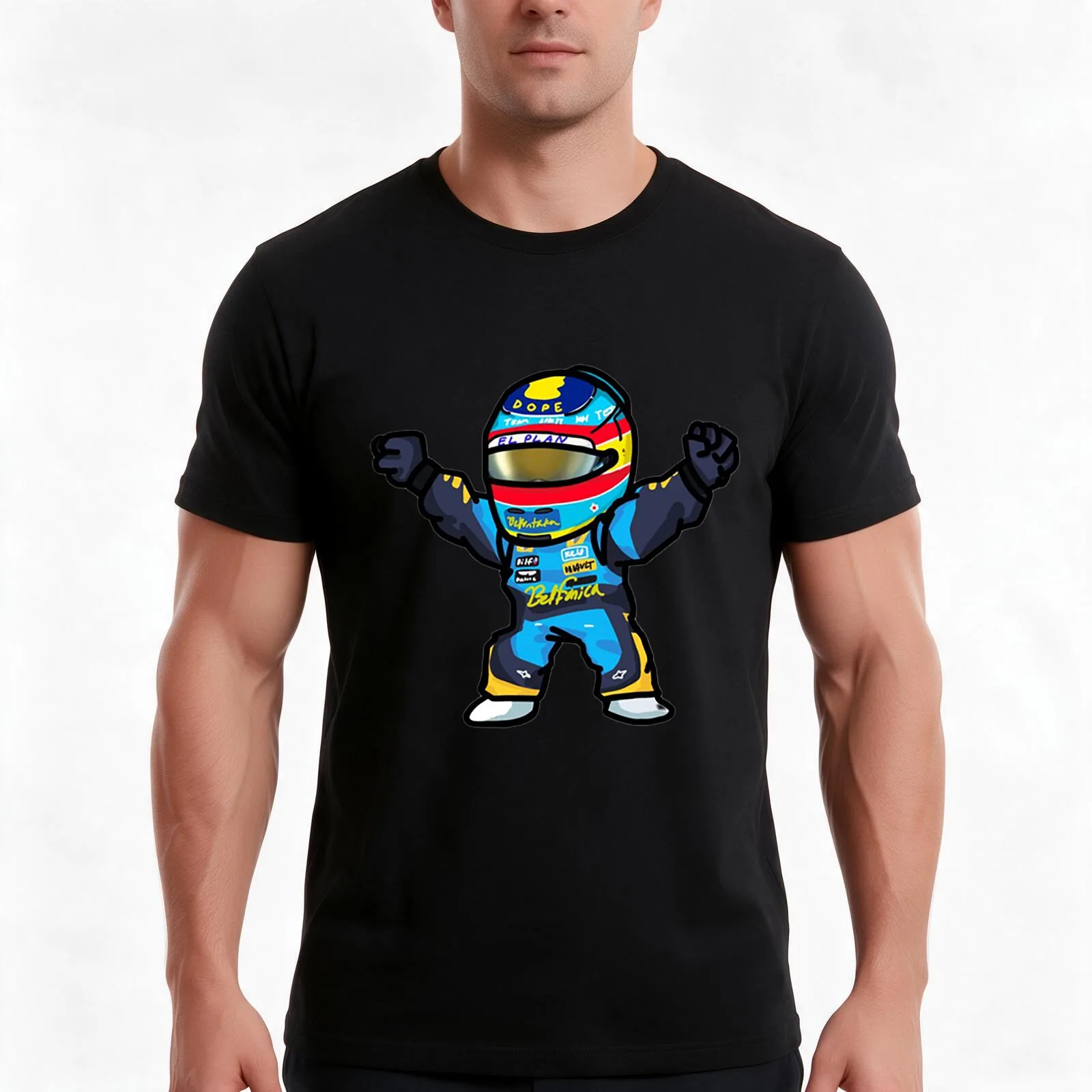 Alonso Mini T-Shirt, Summer Casual Cotton Tee, Oversized Streetwear Tops, Vintage Graphic Print, Loose Fit Short Sleeve