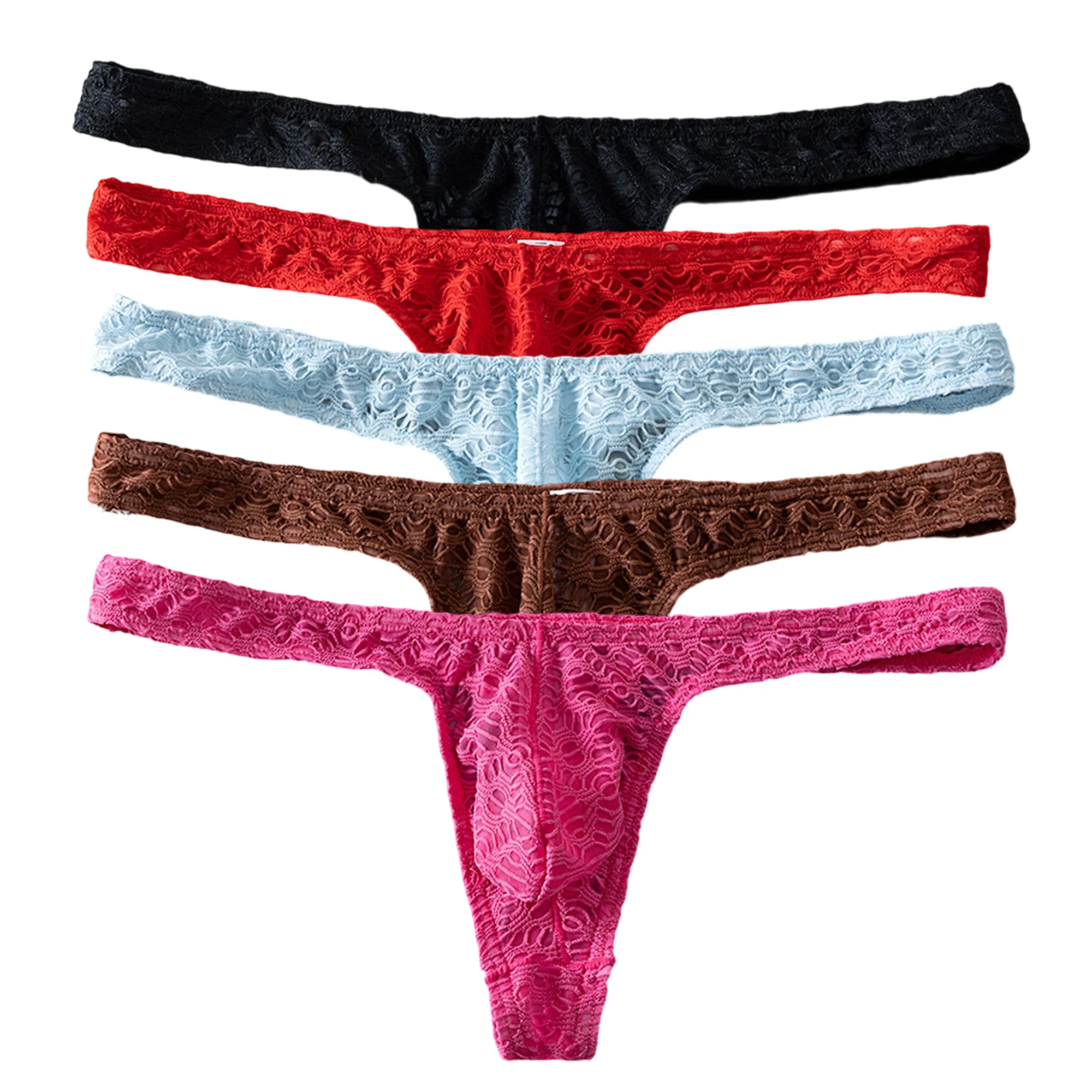

3PCS/5PCS Men's Low Waist Thong Underwear Mesh Breathable Briefs Trunks Erotic Lace Men's G-strings Bikini Mini Sexy Underpants