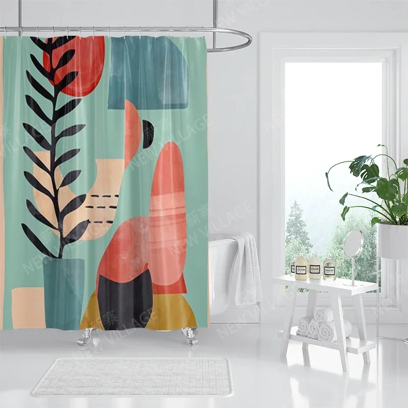 Wasserdichte Stoff-Duschvorhänge, Badezimmer-Vorhang-Zubehör, 180 x 200 cm, Badvorhang für Dusche, 240 x 200 nordische Boho-Dekoration
