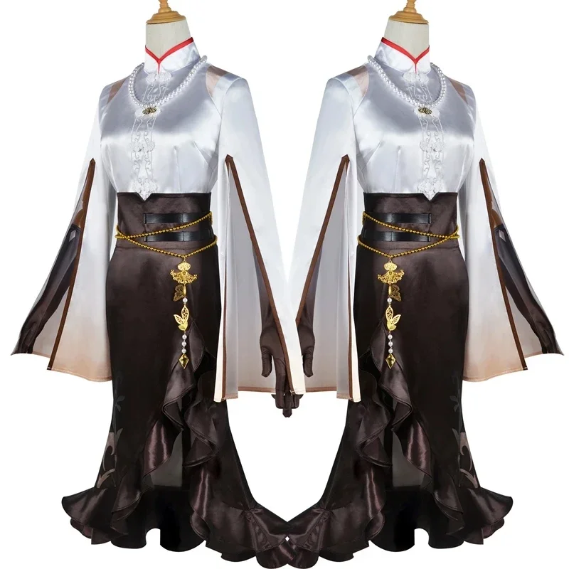 Anime Genshin Impact Ningguangcosplay Costume Gorgeous Dress Uniform Role Playing Costume Halloween Women's Clothing