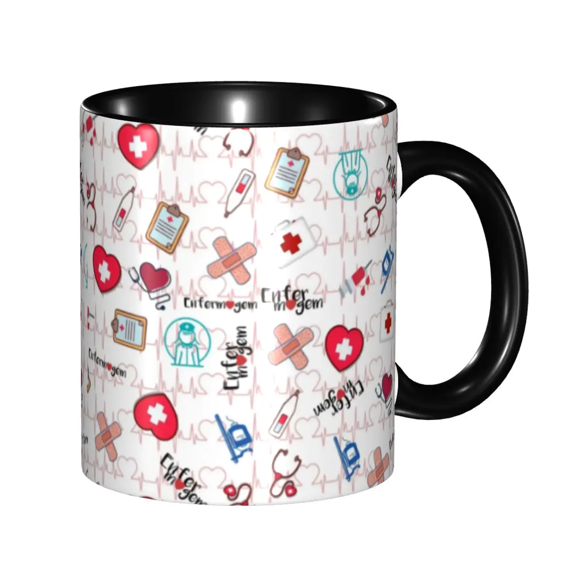 

DIY Heartbeat And Stethoscope Doctor Nurse Medicine Ceramic Mug Personalized Coffee Cup Creative Gift