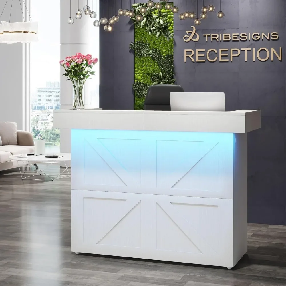 Mesa de recepción con luz, escritorio frontal de 55 pulgadas, moderno para mostrador de venta al por menor Salón, vestíbulo, tienda, sala de recepción de oficina