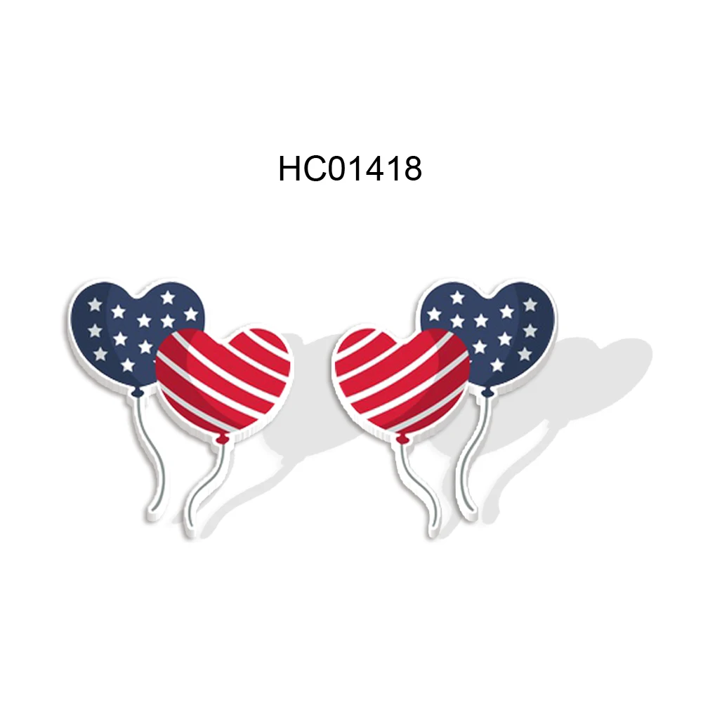 Stud Earrings Acrylic American Independence Day Resin Printed Earring For Earring