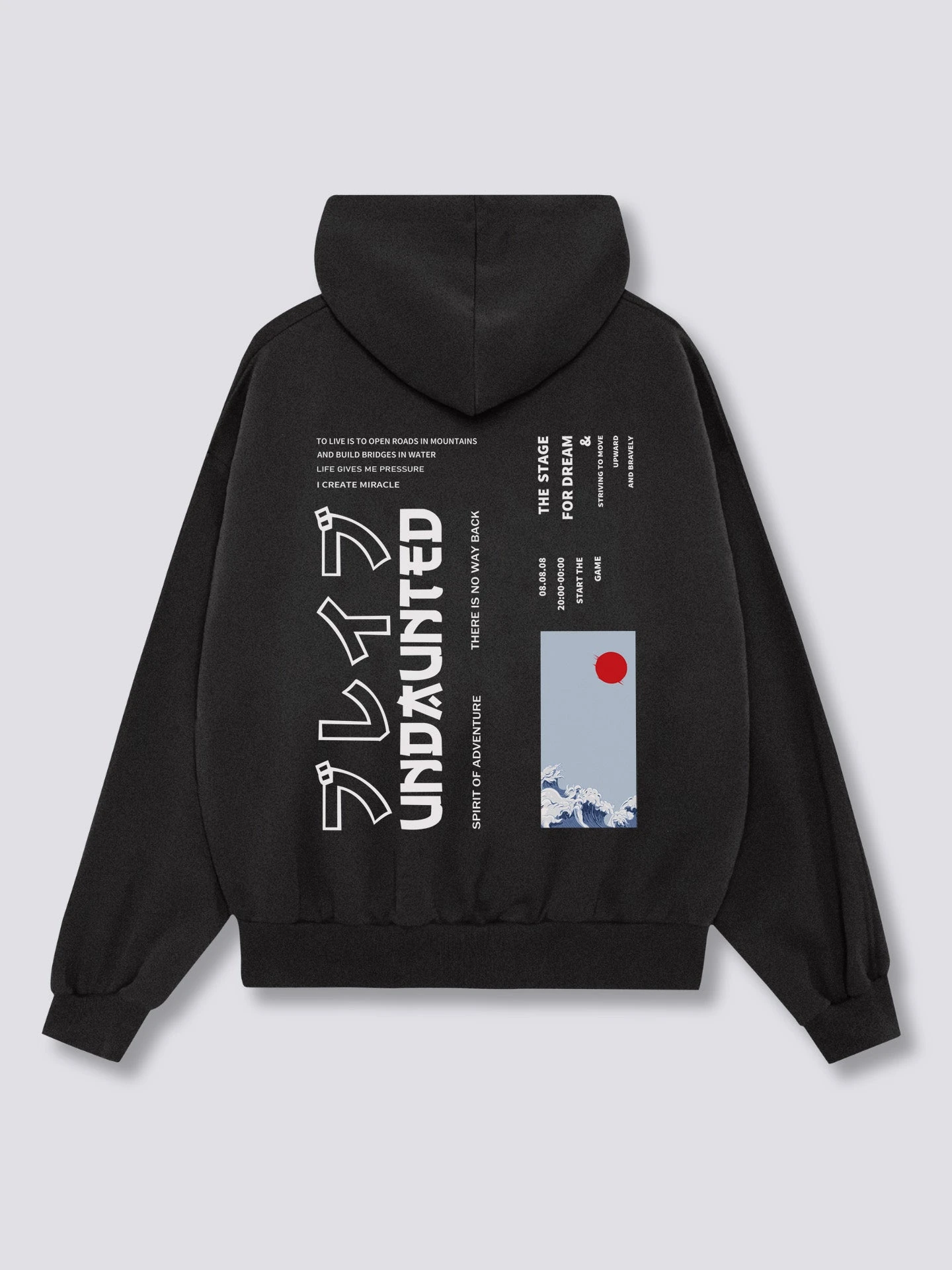 Men Women Oversized Hoodie Wave Sun Back Print Pullover Sweatshirt Harajuku Y2K Vintage Streetwear Aesthetic Hooded Tops