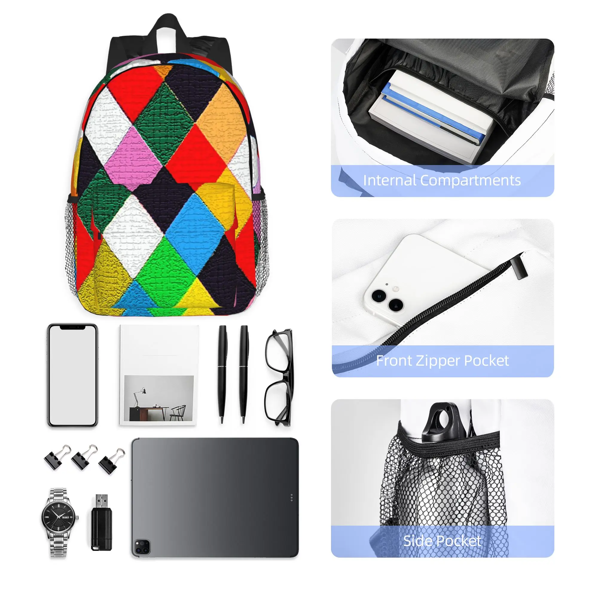 Venetian Mask Mardi Gras Harlequin Pattern Backpack Hot Sale Daypack Boys Girls BookBag Shoulder Bags for Men Women School Bag
