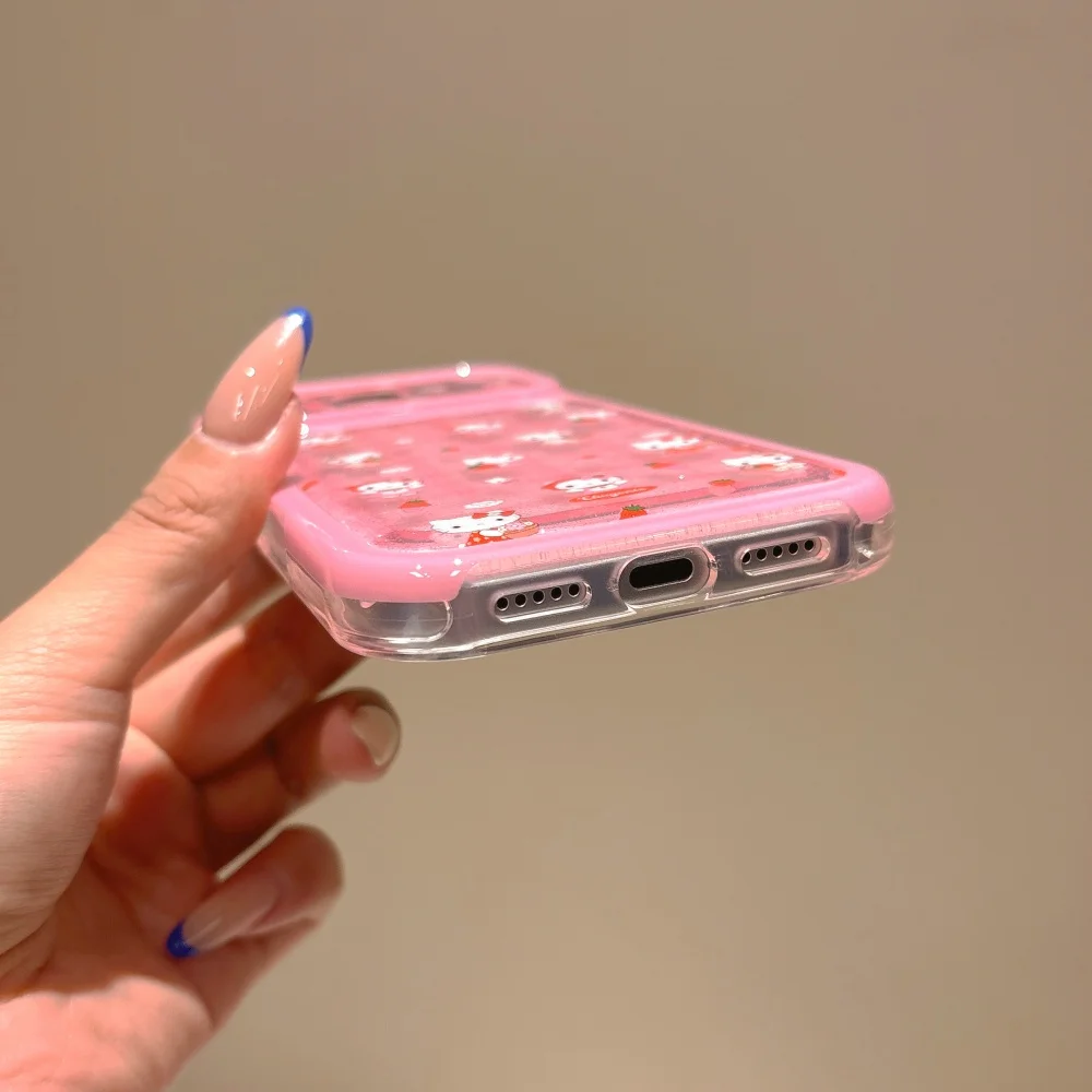 Sanrio Hello Kitty Mini Cartoon Print Pink Glitter Phone Case Shockproof Girly Protective Cover For iPhone 17 16 15 17 Pro Max view 6