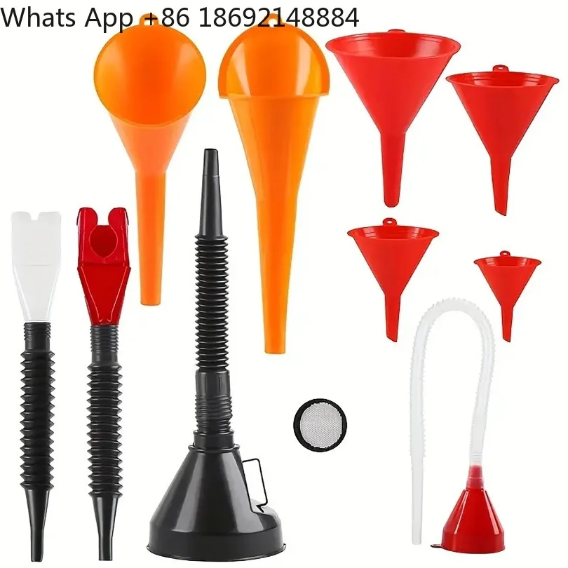 8/11-Piece Car Plastic Funnel Set, Wide-Mouth Fuel and Oil Multi-Purpose Flexible Right-Angle Funnel, for Coolant and Oil
